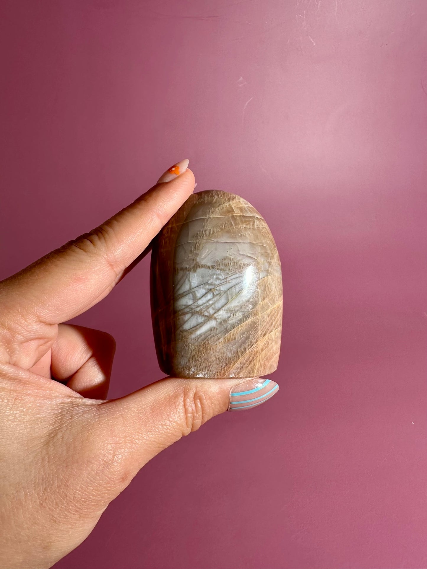 Peach Moonstone Standing Freeform – Option B | Intuition, Calm & Emotional Healing Crystal