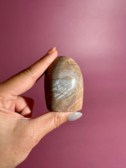 Peach Moonstone Standing Freeform – Option B | Intuition, Calm & Emotional Healing Crystal