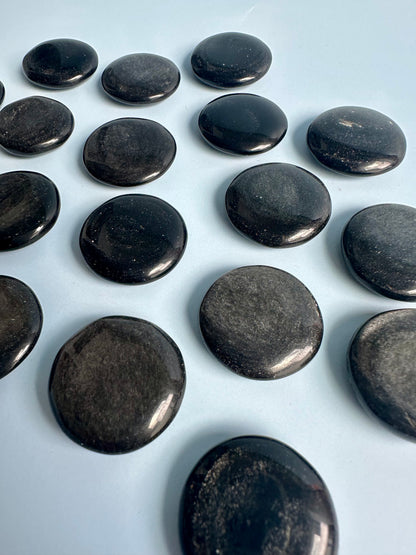 Silver Sheen Obsidian Mini Flat Palm