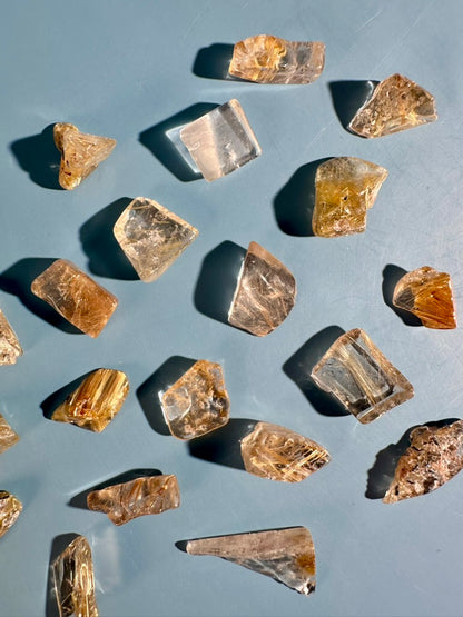 Brazilian Golden Rutile Chip Vial | Polished Quartz for Clarity, Manifestation & Positive Energy