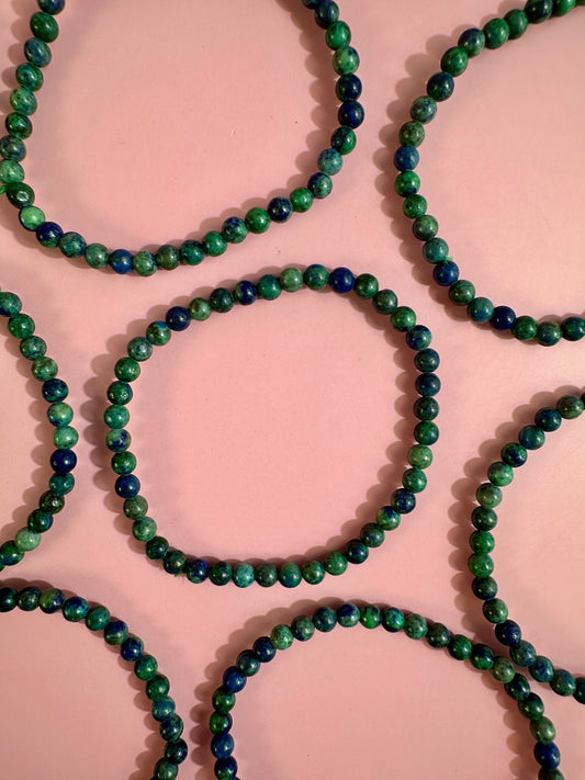 4mm Azurite & Malachite Beaded Bracelet