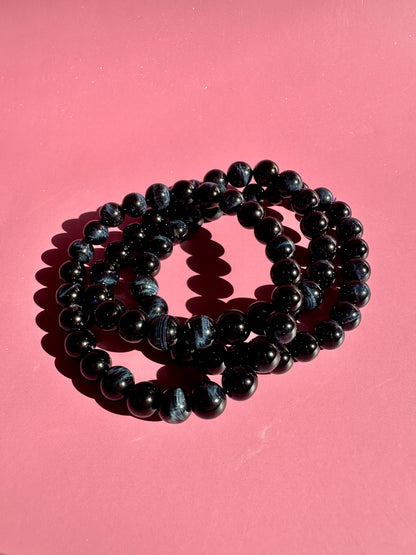 8mm Blue Tiger’s Eye Beaded Bracelet