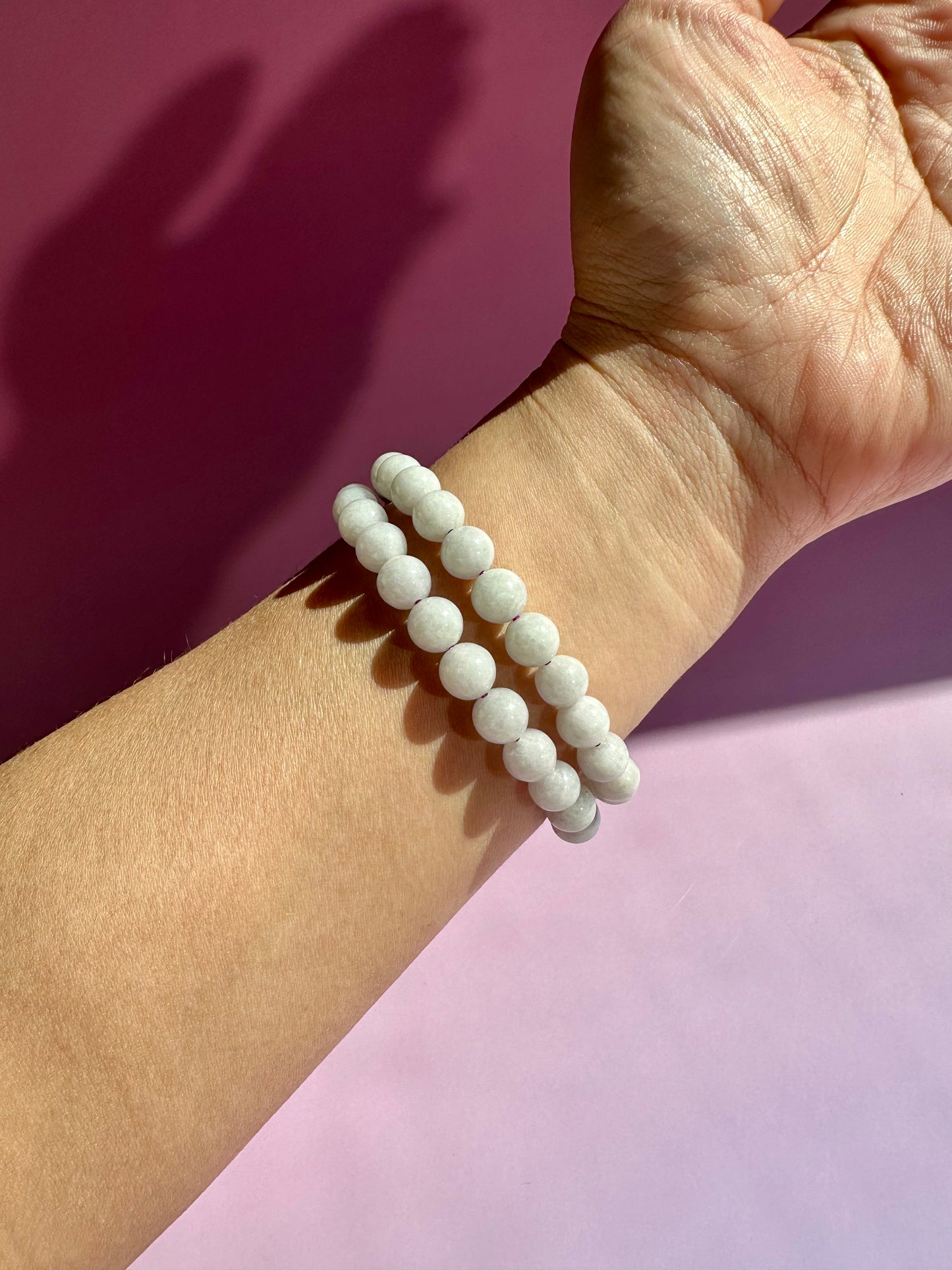 8mm Lavender Jade Beaded Bracelet