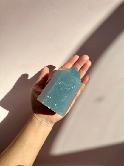 Large Peruvian Snowflake Angelite Tower - D