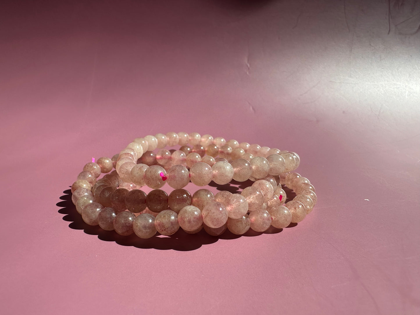 6mm Strawberry Quartz Beaded Bracelet