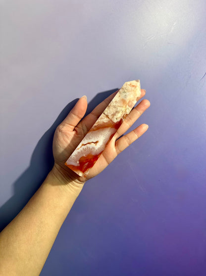 Carnelian Flower Agate Tower Option M | Growth, Creativity & Confidence Crystal