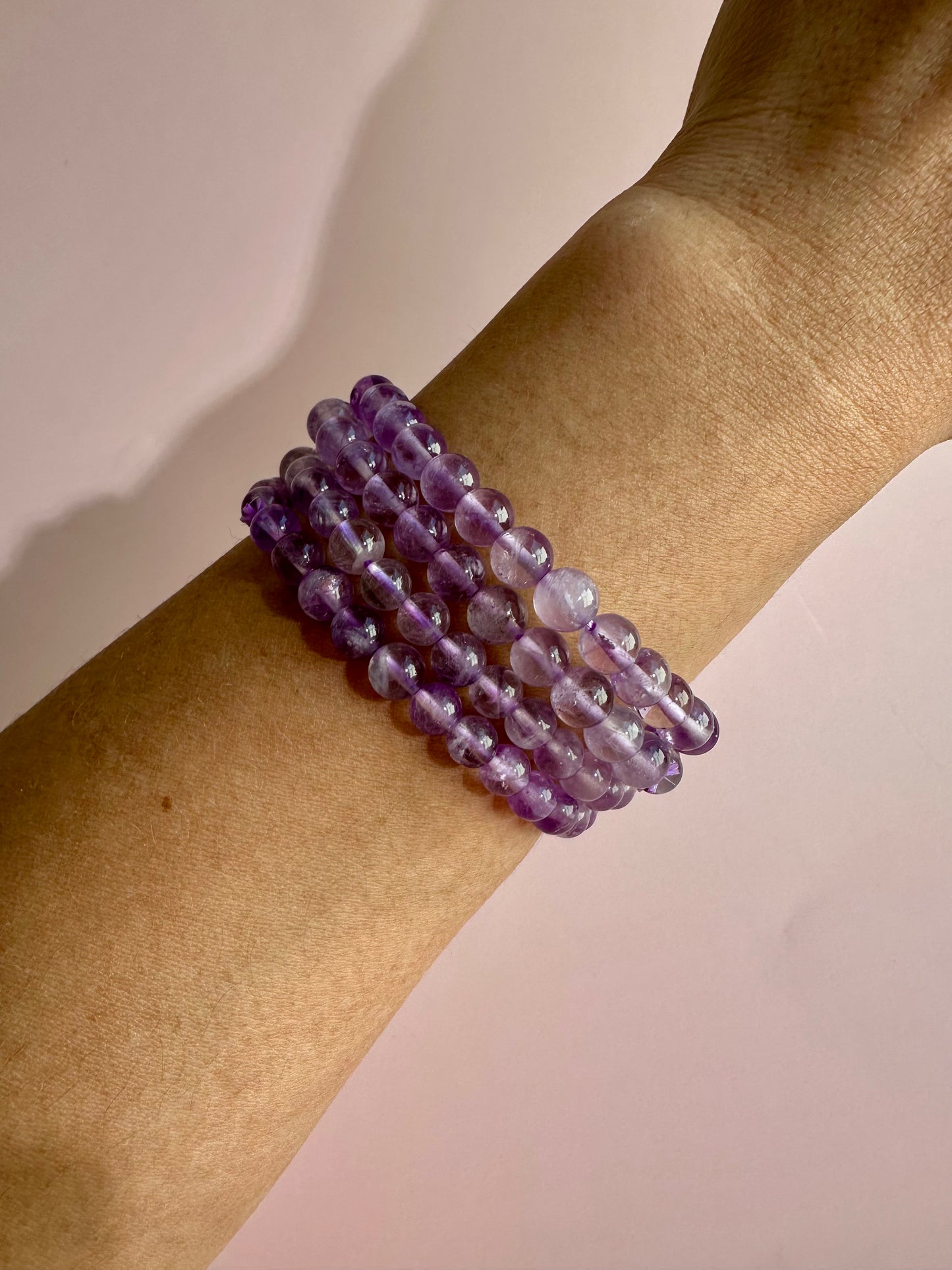 6mm Amethyst Beaded Bracelet