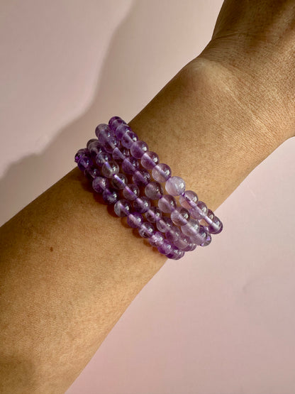 6mm Amethyst Beaded Bracelet