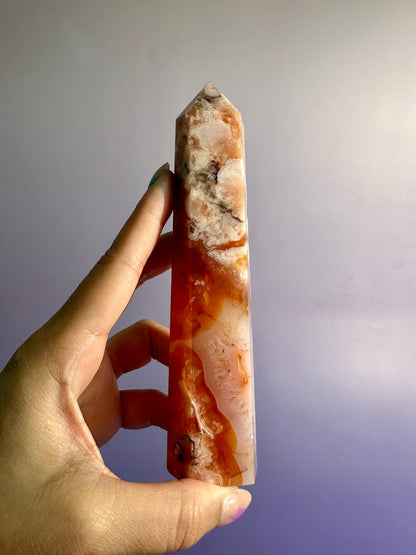 Carnelian Flower Agate Tower Option M | Growth, Creativity & Confidence Crystal