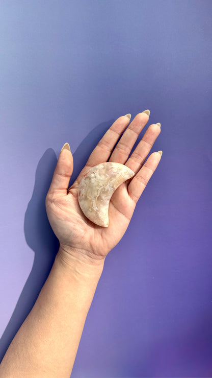 Flower Agate Crescent Moon – Option F