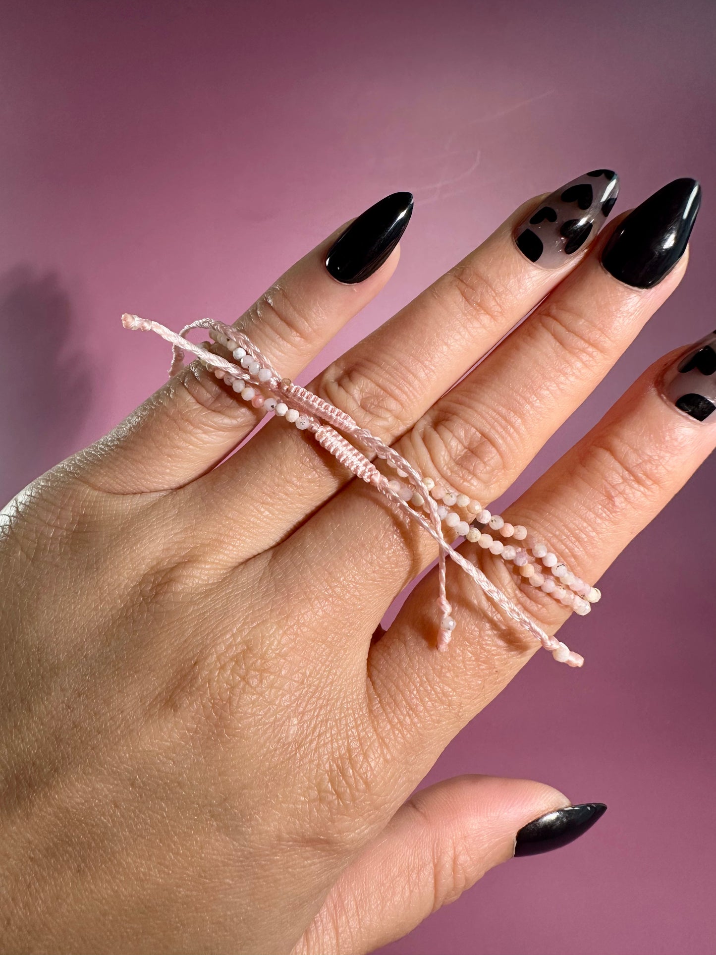 2mm Rhodochrosite Adjustable Beaded Bracelet