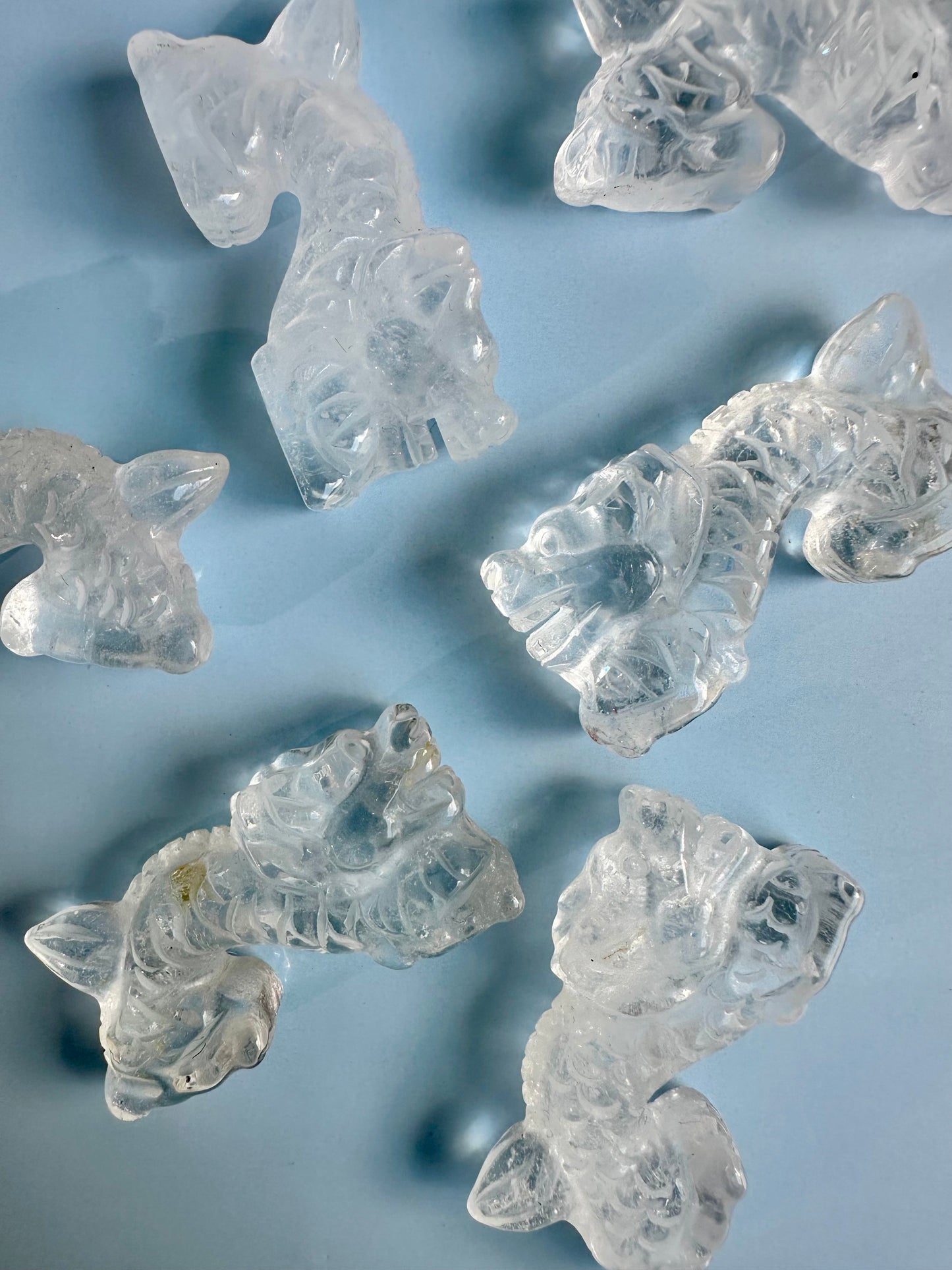 Clear Quartz Chinese Long Dragon Carving Talisman