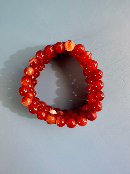 8mm Banded Carnelian Beaded Bracelet