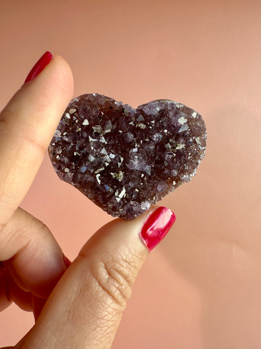 Small Druzy Amethyst Heart - H