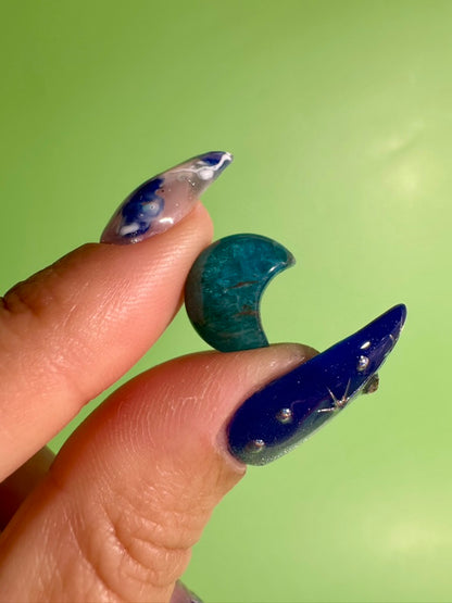 Mini Blue Apatite Crescent Moon | Crystal Carving
