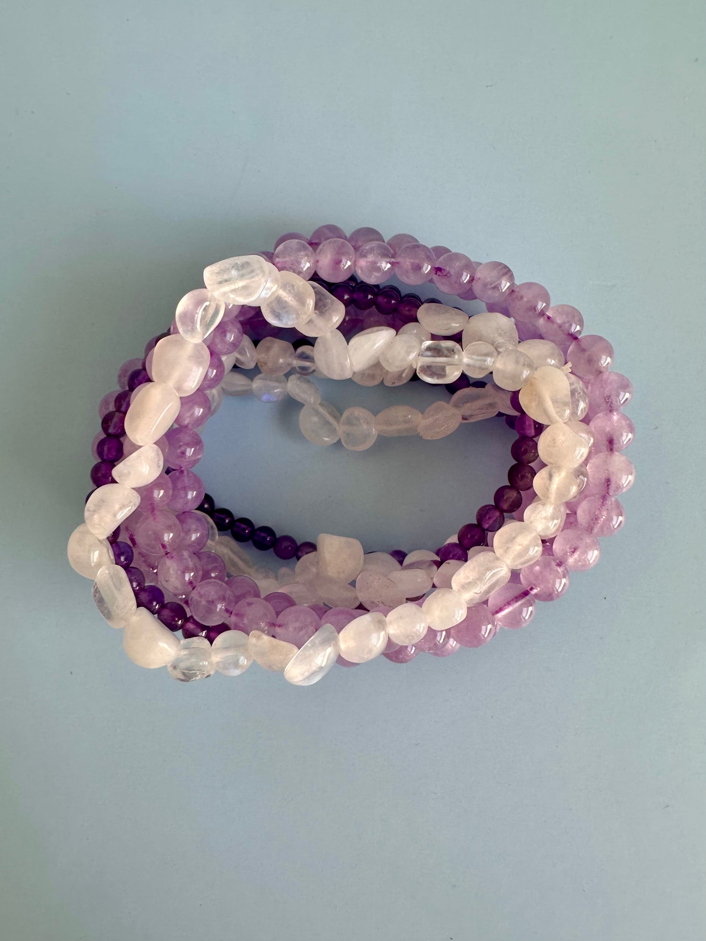 Bracelet Bundle Set: “Soul Whisper” - Lavender Jade, Amethyst, Moonstone