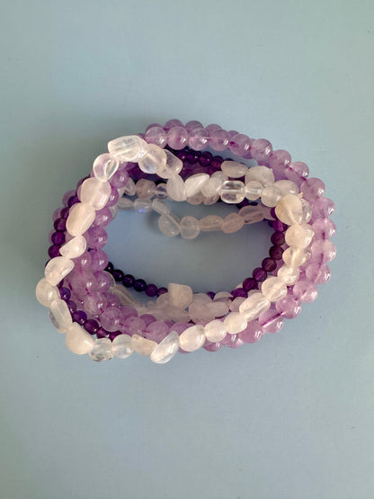 Bracelet Bundle Set: “Soul Whisper” - Lavender Jade, Amethyst, Moonstone