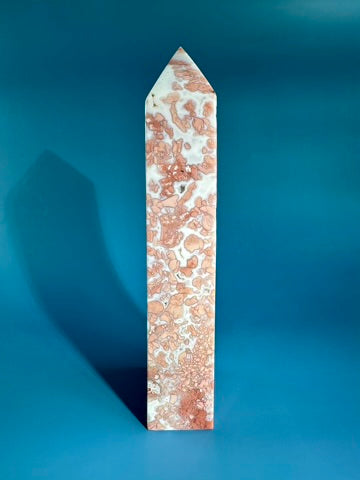 Large Pink Cotton Candy Agate Obelisk Tower