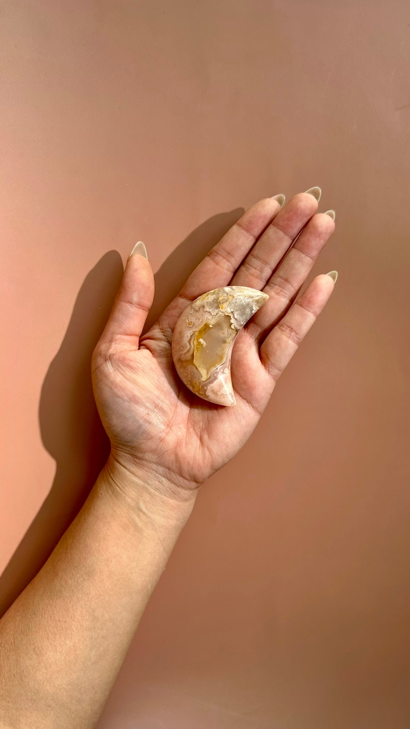 Flower Agate Crescent Moon – Option A