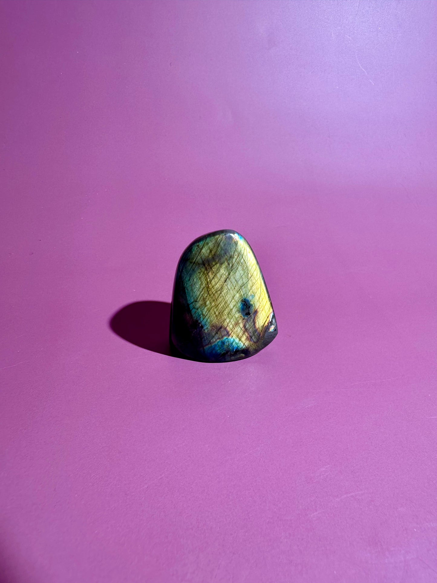 Small Yellow Flash Labradorite Standing  Freeform – Option J