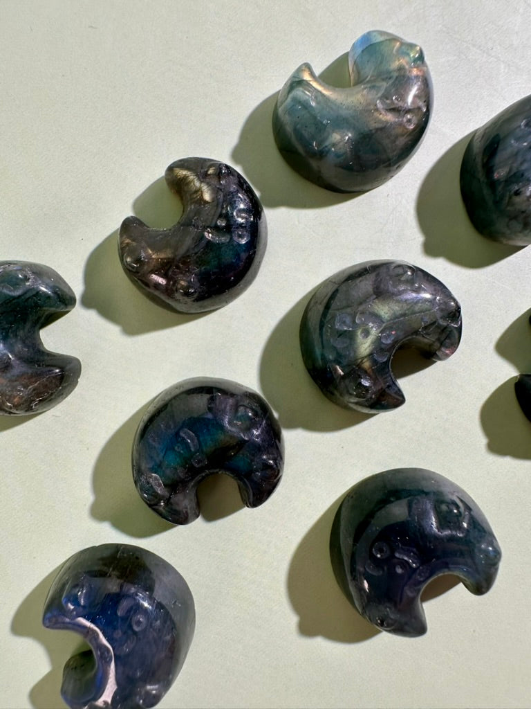 Small Labradorite Crescent Moon | Flashy Crystal Carving