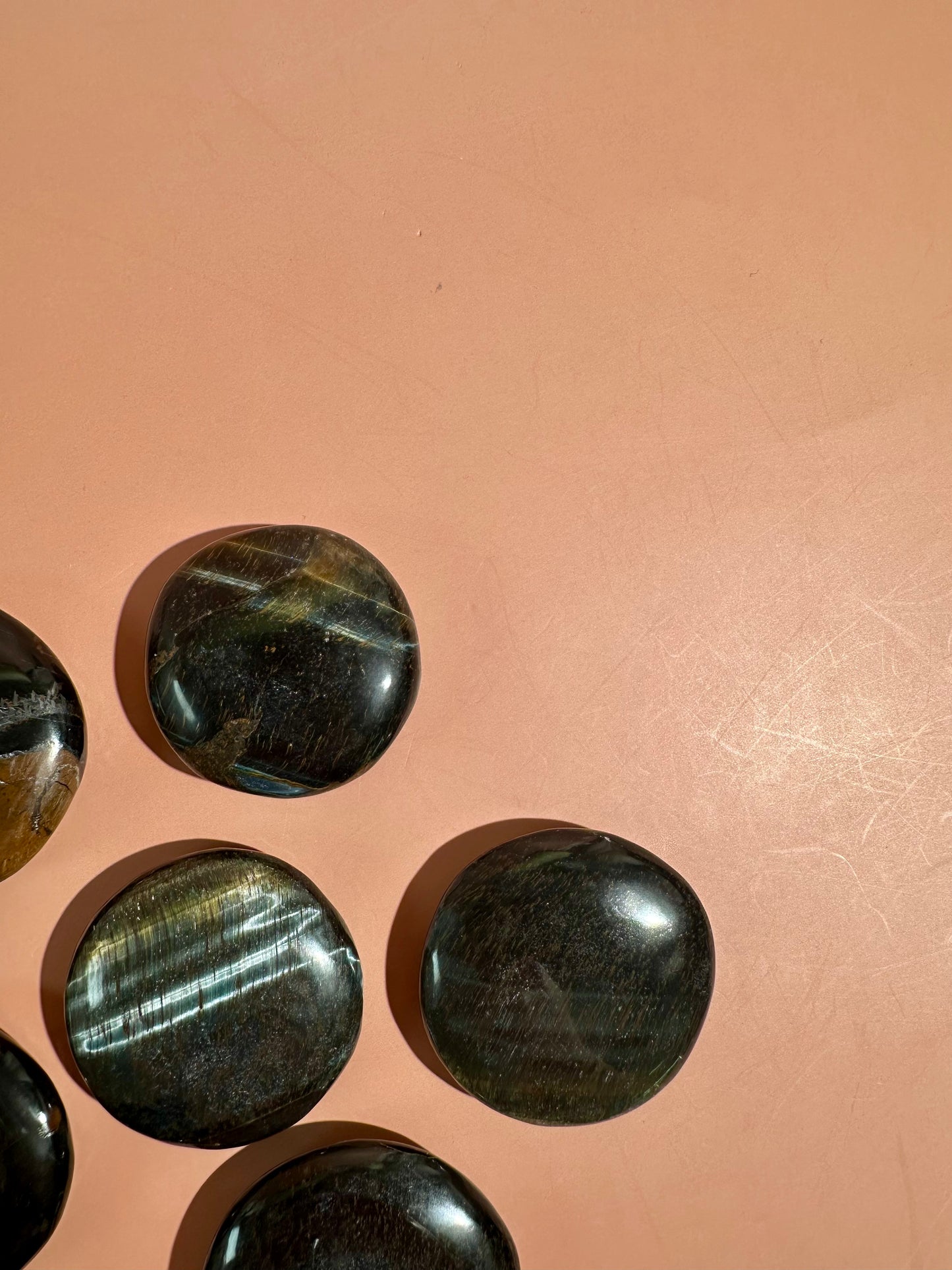 Blue Tiger's Eye Round Flat Palm