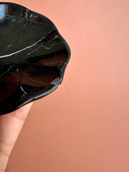 Perfectly Imperfect Small Black Marble Scalloped Dish Misfit