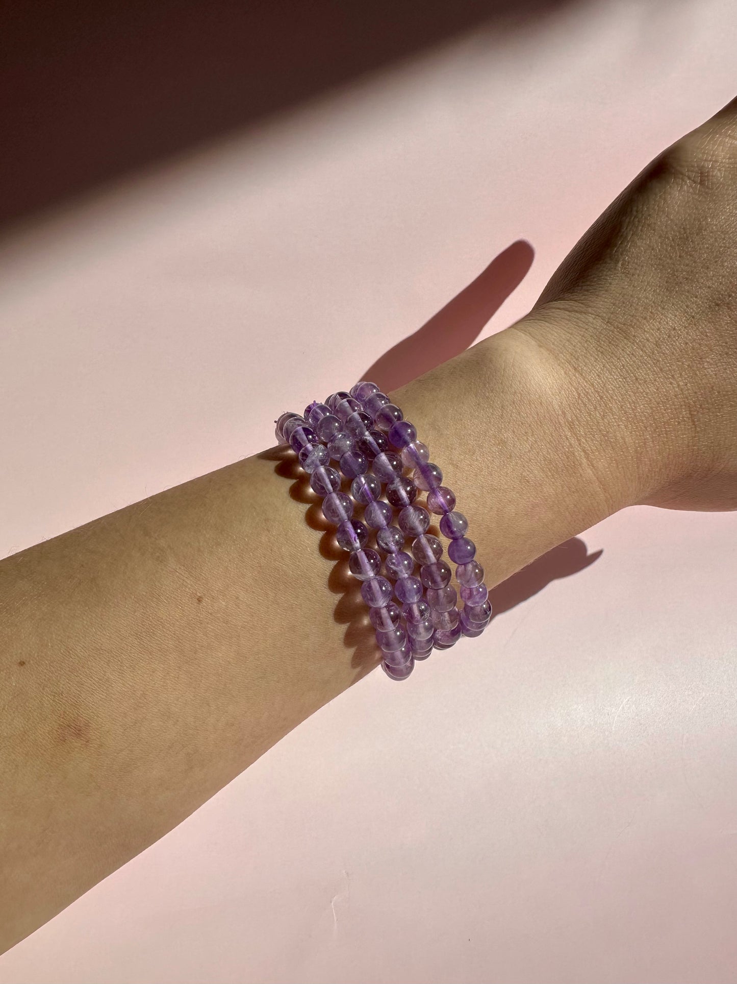 6mm Amethyst Beaded Bracelet