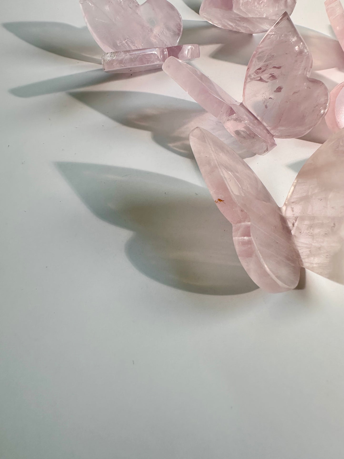 3D Rose Quartz Butterfly Carving