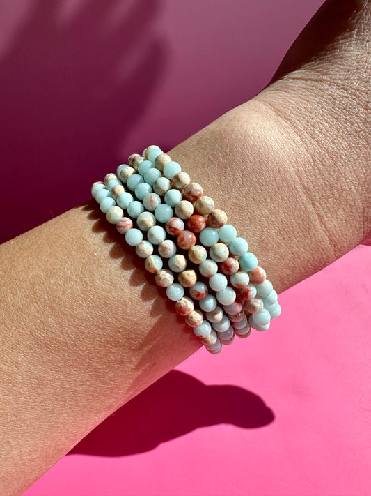 4mm Snake Jasper Beaded Bracelet