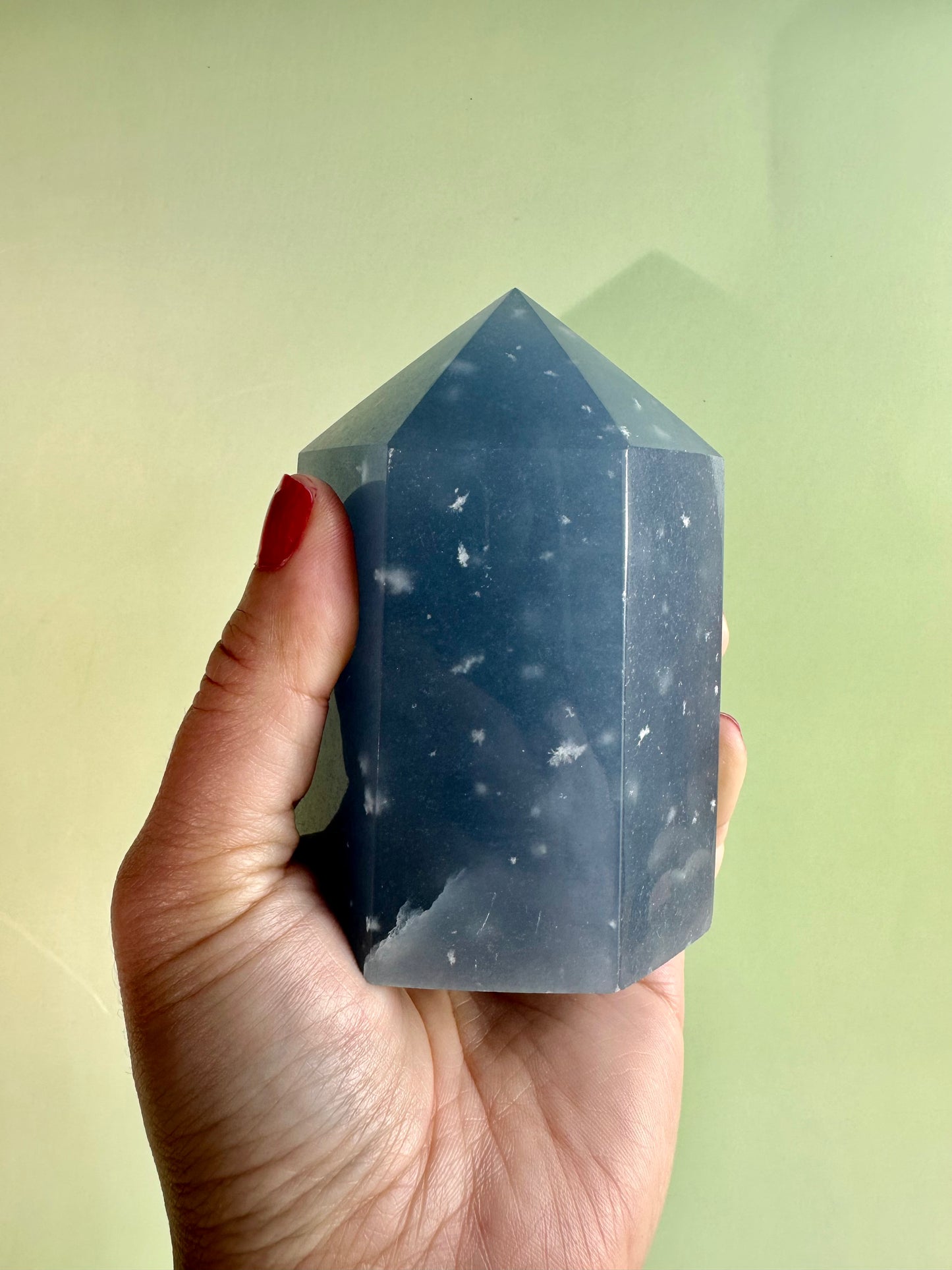 Large Peruvian Snowflake Angelite Tower - C