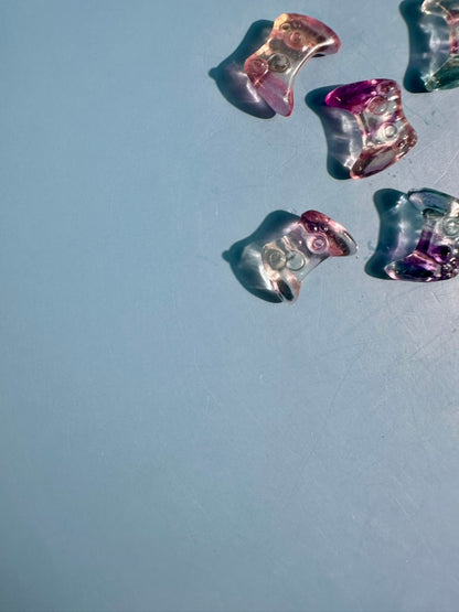 Mini Rainbow Fluorite Game Controller | Gamer Crystal Carving