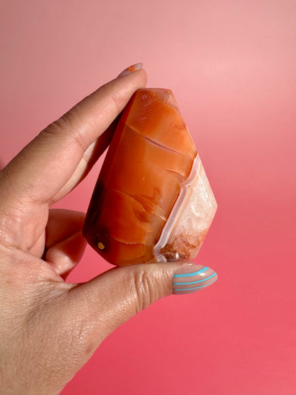 Carnelian Agate Geometric Freeform – Option E | Success, Confidence & Manifestation Energy