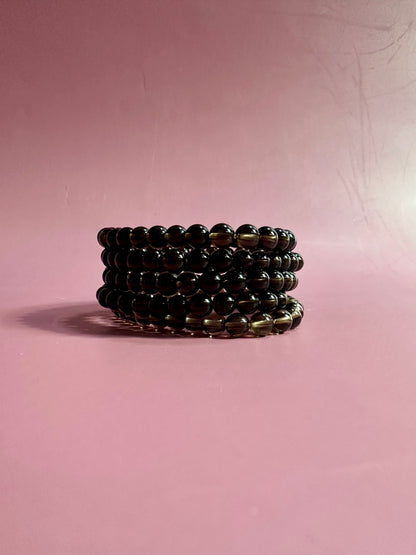 6mm Smoky Quartz Beaded Bracelet