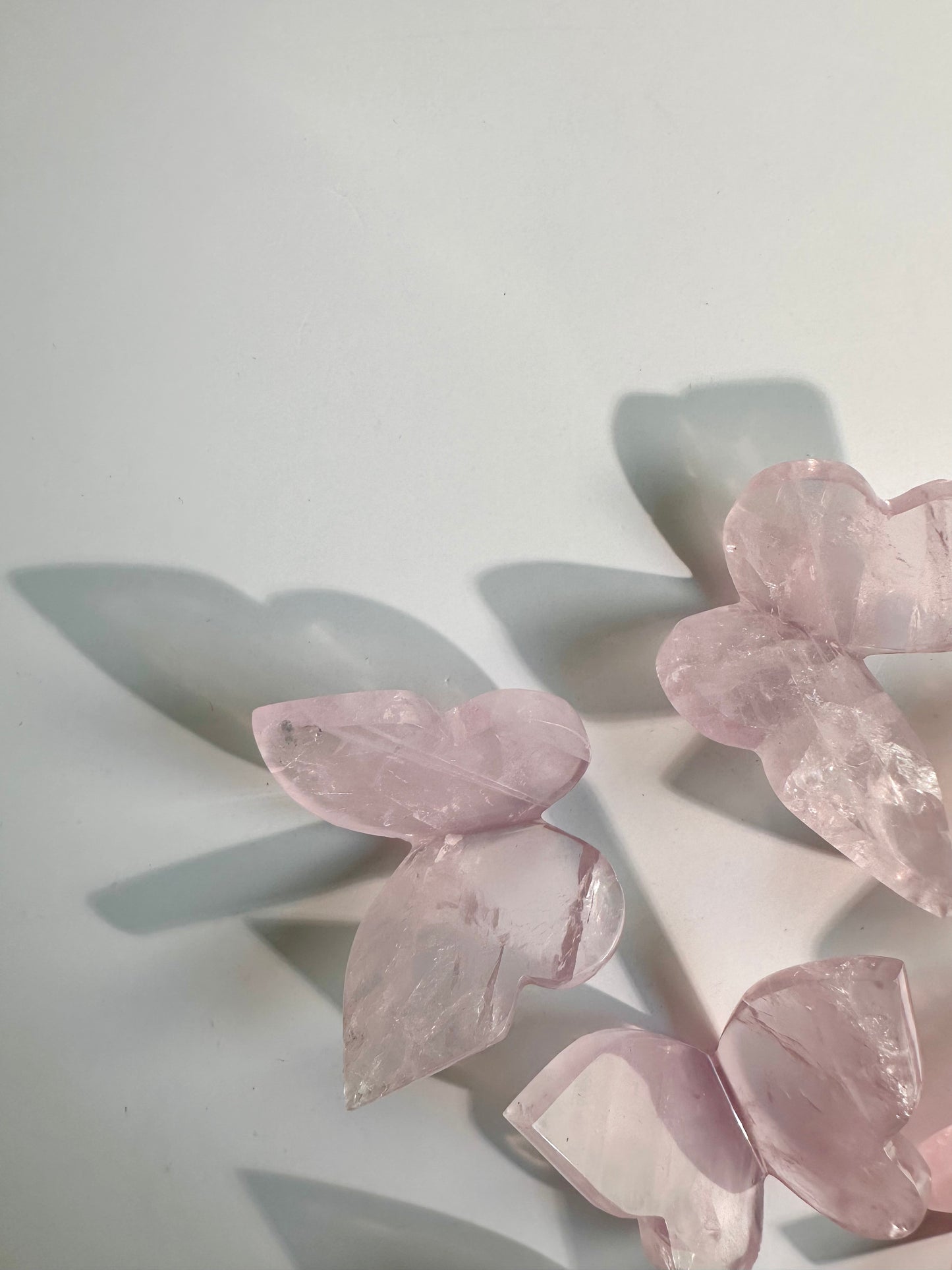 3D Rose Quartz Butterfly Carving
