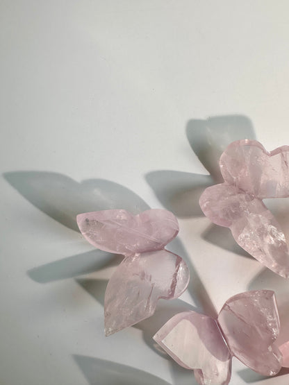 3D Rose Quartz Butterfly Carving