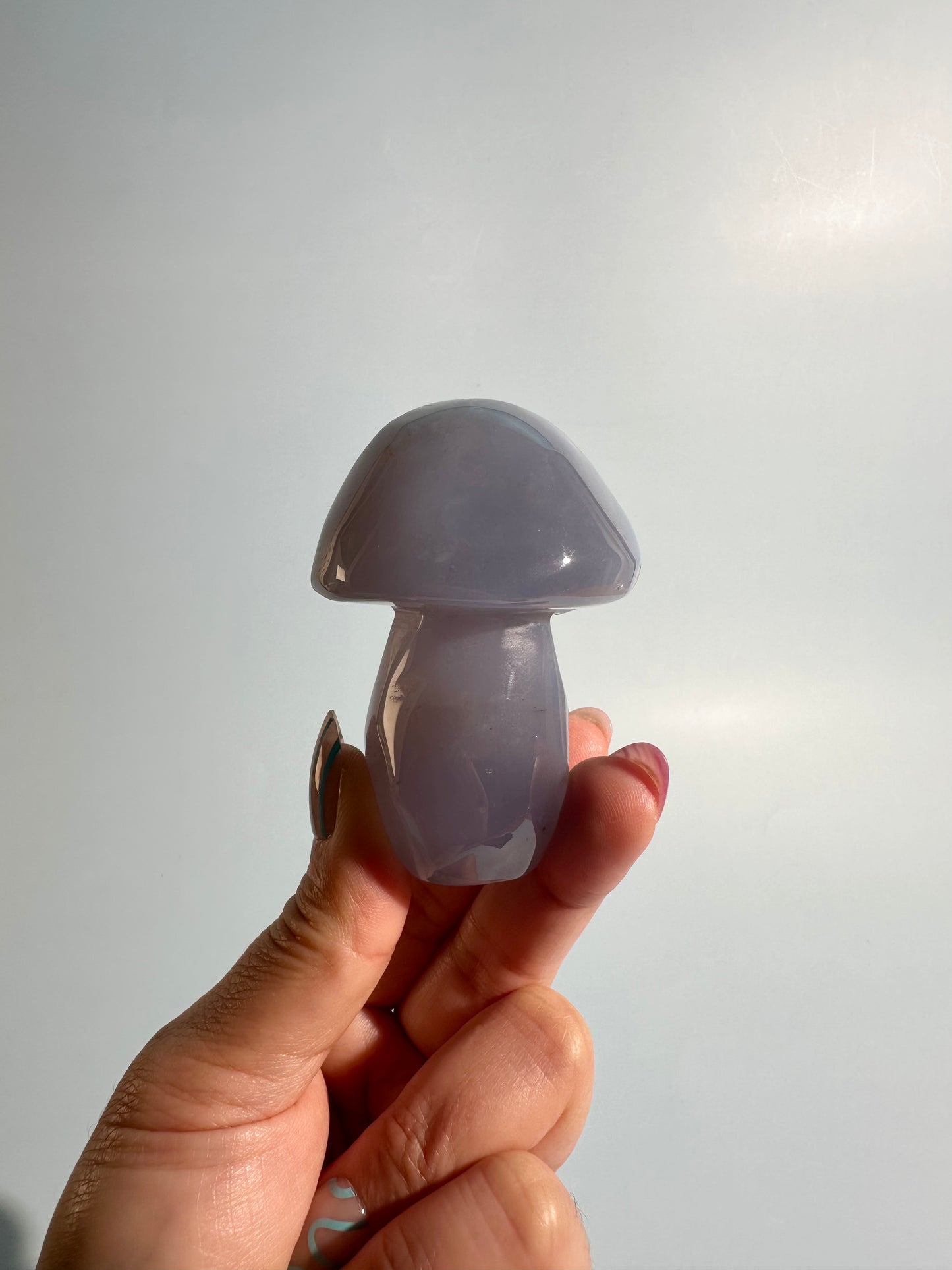 Blue Chalcedony Mushroom Carving – Option G | Harmony, Hope & Tranquility Energy | Calm, Clarity & Gentle Communication (Copy)