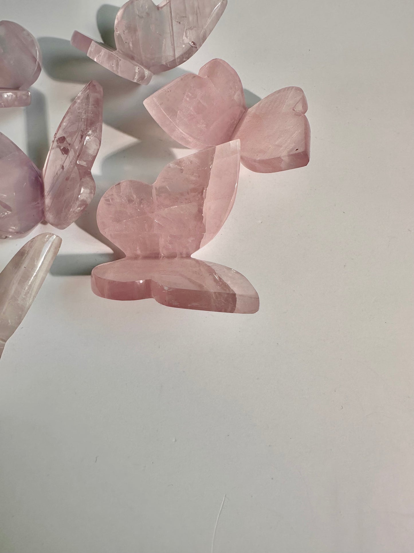 3D Rose Quartz Butterfly Carving