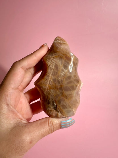 Peach Moonstone Flame – Option C | Collector Crystal, Self-Love & Gentle Transformation