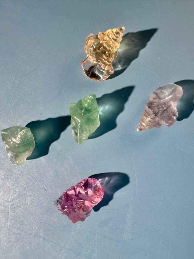 Mini Rainbow Fluorite Shell | Ocean Crystal Carving