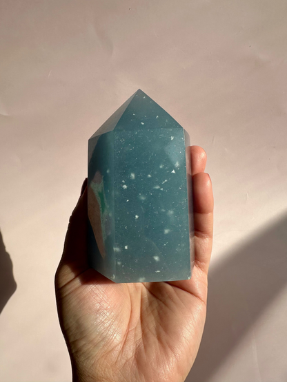 Large Peruvian Snowflake Angelite Tower - D