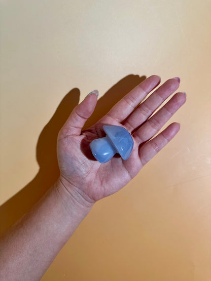 Blue Chalcedony Mushroom Carving – Option E | Peace, Communication & Serenity Energy