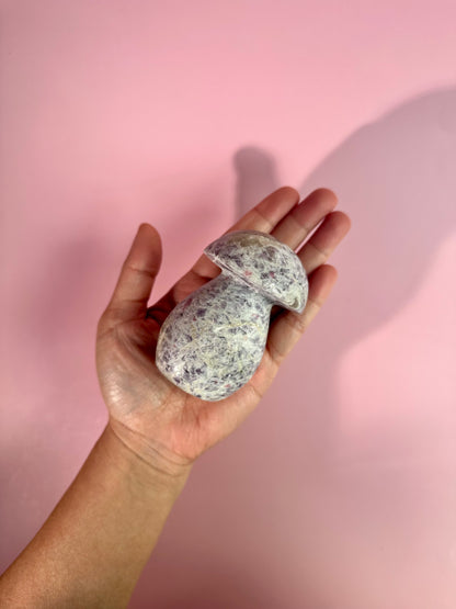 Lepidolite Mushroom Carving