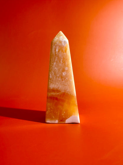 Orange Calcite Tower – Option A | Joy, Creativity & Positive Energy Crystal