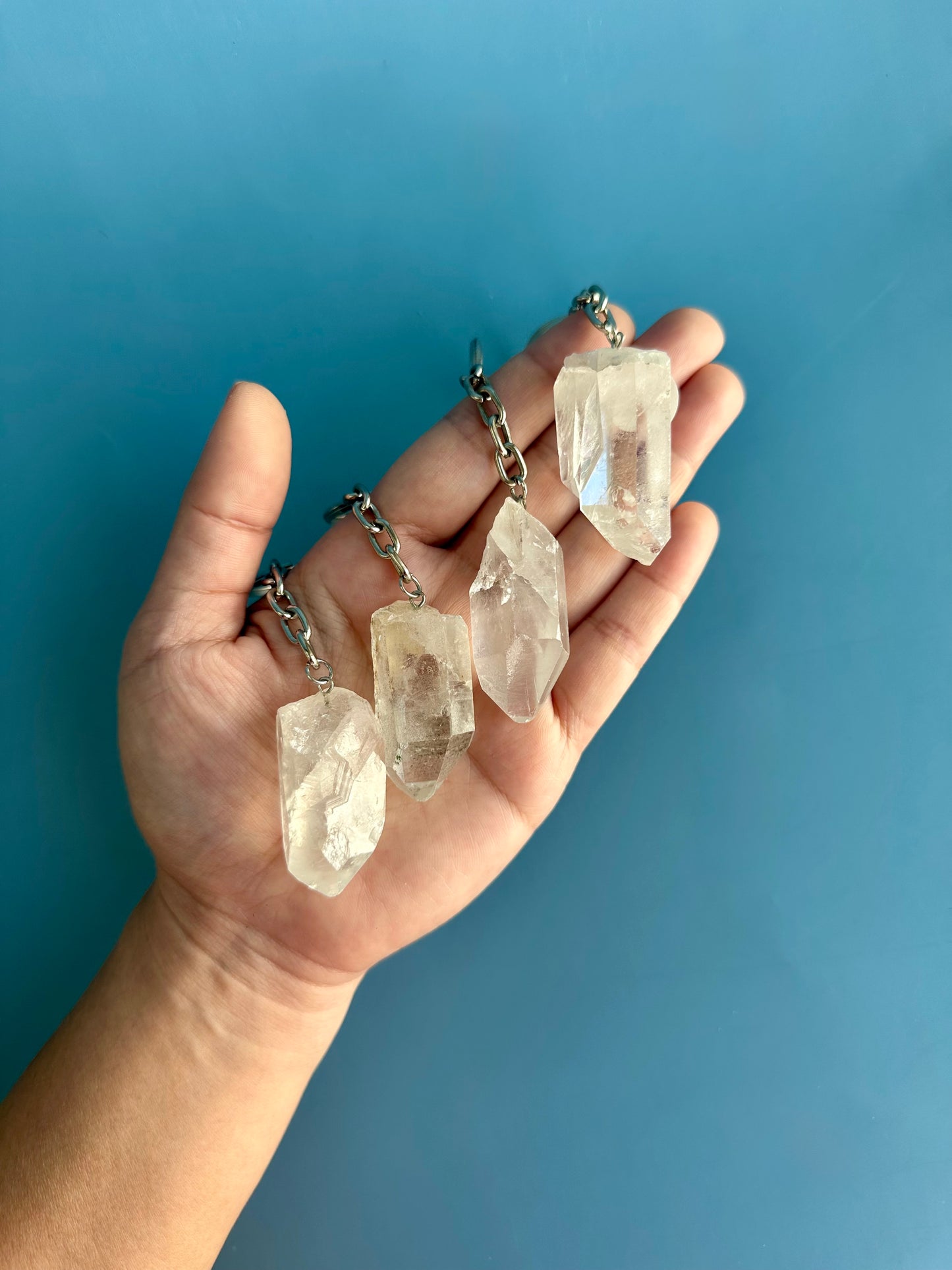 Raw Clear Quartz Point Keychain