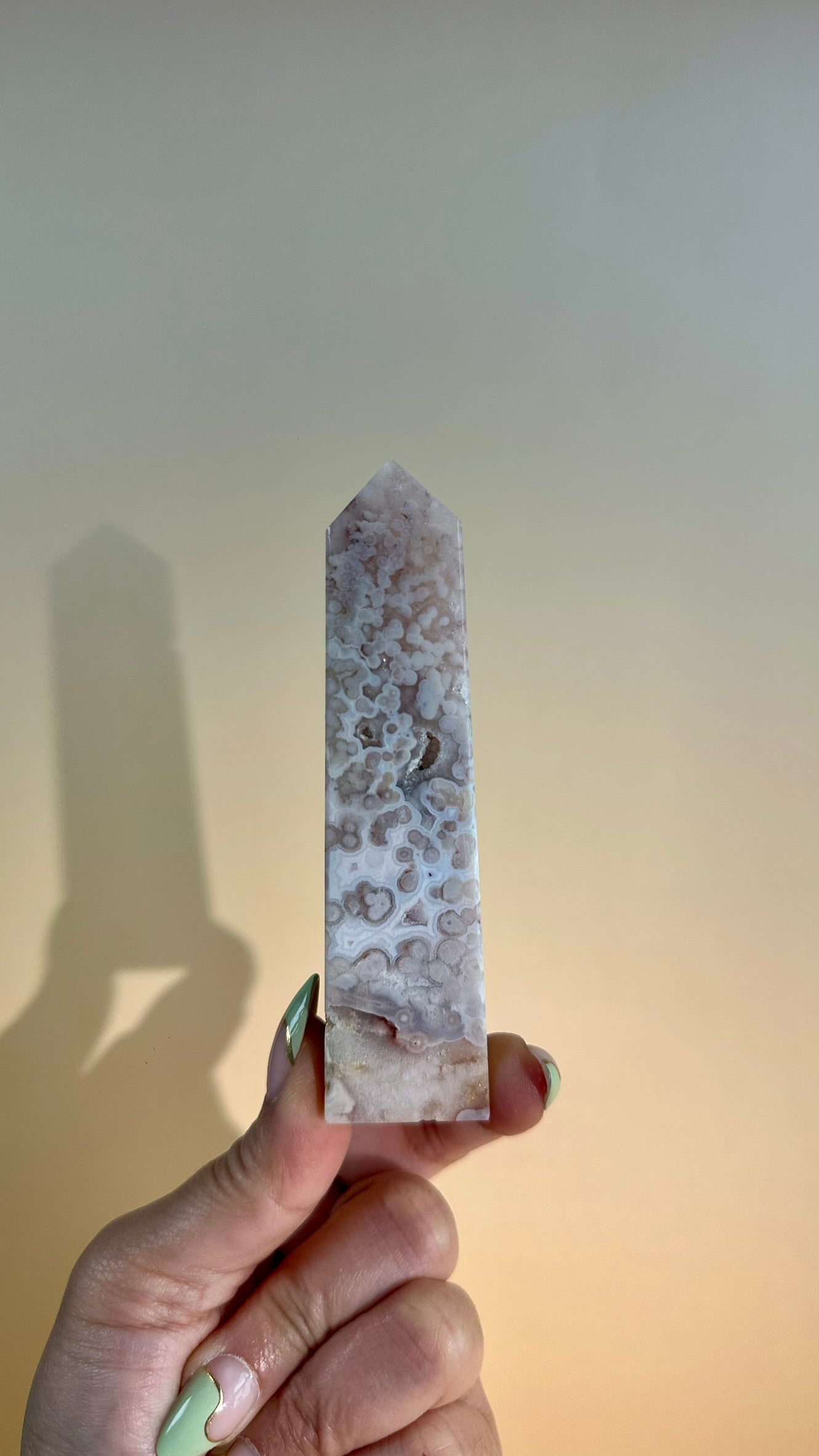 Druzy Flower Agate Obelisk – Option F