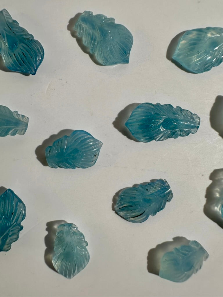 Mini Aquamarine Feather | Blue Crystal Carving