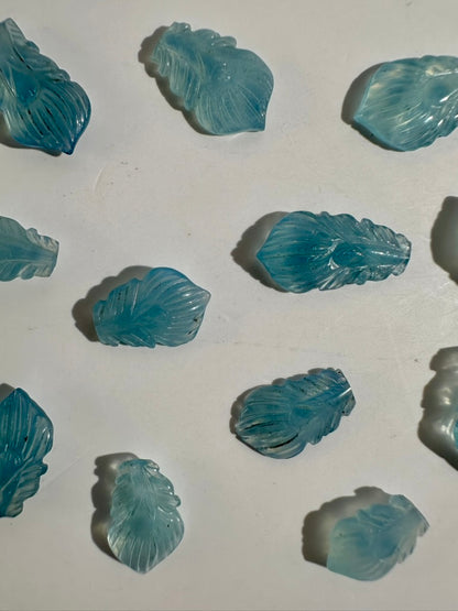 Mini Aquamarine Feather | Blue Crystal Carving