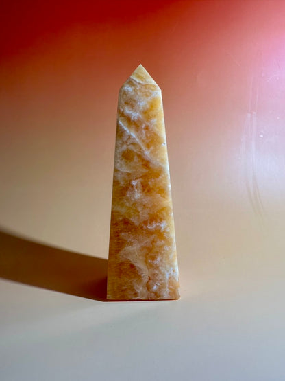 Orange Calcite Tower – Option E | Optimism, Confidence & Positive Transformation