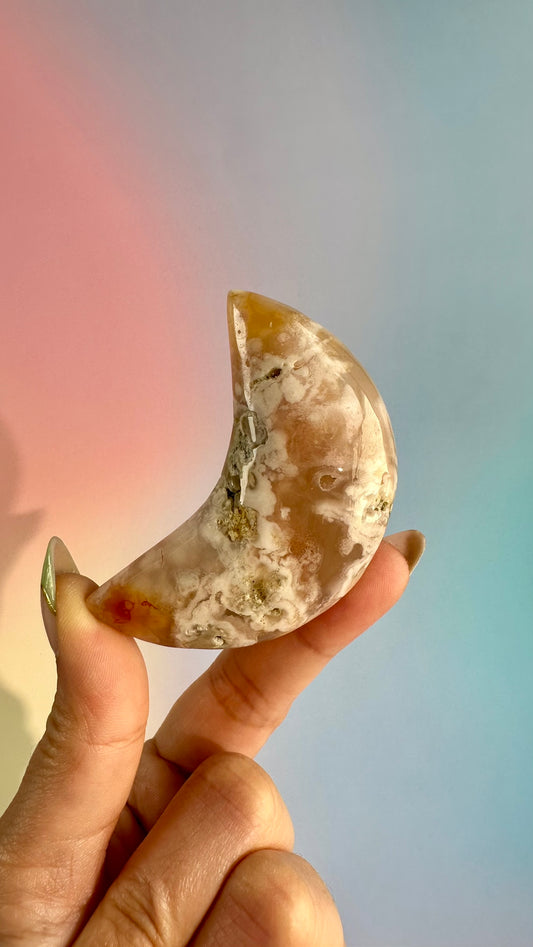 Flower Agate Crescent Moon – Option D